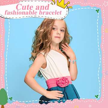 12 Pieces Horse Party Favors Bracelet for Girls Gifts 6 Inch Horse Beaded Bracelet with 12 Small Drawstring Gift Bags Pink Mesh Bags Kids Bracelet for Christmas Wedding Baby Shower Party Supplies