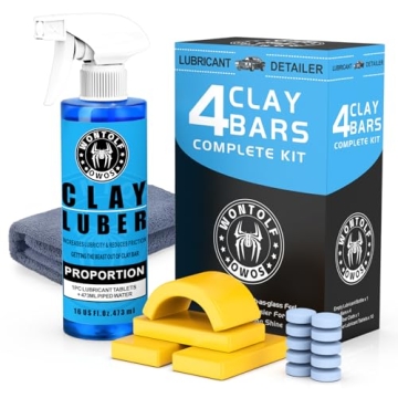 Car Clay Bar Auto Detailing Kit - 4 Clay Bars, Luber, Towel & Spray