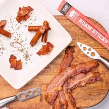 100% Pasture Raised and Naturally Fermented Pork Snack Meat Sticks with Bacon by Singing Pastures, 1 Ounce Sticks, (Pack of 12), Keto and Paleo Friendly Diet, Low Carb, Gluten Free, High Protein