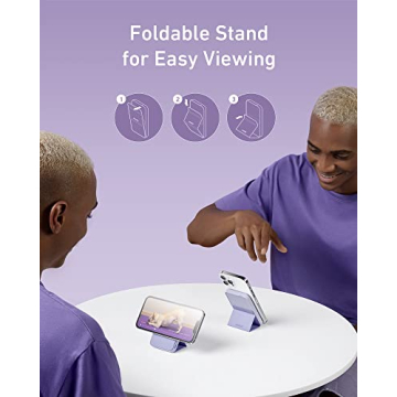 Anker 622 Magnetic Battery (MagGo), 5,000mAh Foldable Magnetic Wireless Portable Charger with Stand and USB-C Port (On The Side), Magsafe-Compatible for iPhone 16/15/14/13 Series