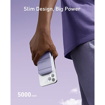Anker 622 Magnetic Battery (MagGo), 5,000mAh Foldable Magnetic Wireless Portable Charger with Stand and USB-C Port (On The Side), Magsafe-Compatible for iPhone 16/15/14/13 Series