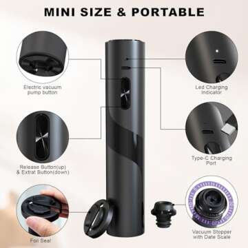 COKUNST Electric Wine Opener with Vacuum Pump, Gift Kit