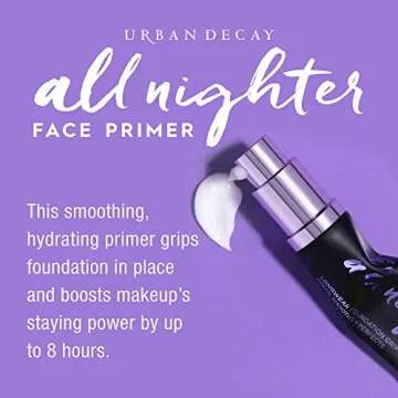 Urban Decay All Nighter Longwear Face Primer (Travel Size), Smoothing & Hydrating Base for Foundation Face Makeup, Sheer & Lightweight, for All Skin Types, Vegan, Cruelty-free - 0.28 fl oz