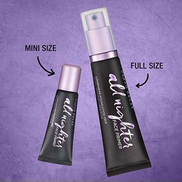 Urban Decay All Nighter Longwear Face Primer (Travel Size), Smoothing & Hydrating Base for Foundation Face Makeup, Sheer & Lightweight, for All Skin Types, Vegan, Cruelty-free - 0.28 fl oz