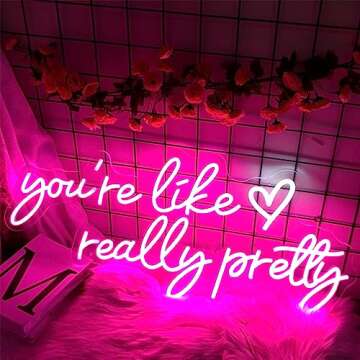 Your Like Really Pretty Neon Signs for Wall Decor, 29.5 * 12.6 Inches Pink Light Up Sign for Wedding...