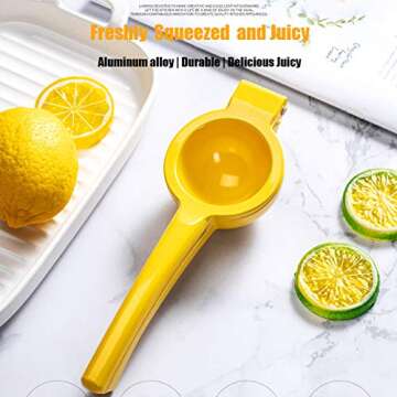 Premium Quality Metal Lemon Squeezer, Lime Juice Press, Manual Press Citrus Juicer For Squeeze The Freshest Juice - Yellow (A-Yellow)