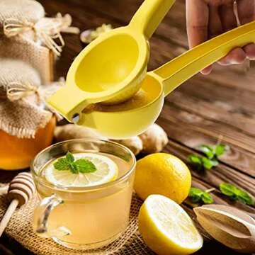 Premium Quality Metal Lemon Squeezer, Lime Juice Press, Manual Press Citrus Juicer For Squeeze The Freshest Juice - Yellow (A-Yellow)