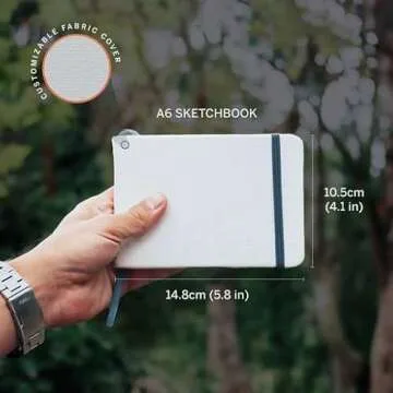 Etchr A6 Landscape Sketchbook - Hot Press Mixed Media 100% Cotton Sketchbook - Hardcover Drawing Book - Hardcover Sketchbook 4.1”x5.8 with 52 Pages - Sketch Pad with Customizable Cover