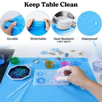 LET'S RESIN 3Pcs Silicone Mat for Crafts, 15.7" x 11.7" Nonstick & Nonslip Silicone Crafts Mat, Mult...