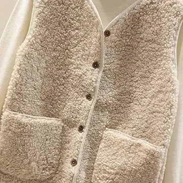 tuduoms Womens Sherpa Vest Casual Warm Fuzzy Faux Shearling Vest Sleeveless Fleece Jacket Pockets Teddy Coat Gilet for Winter
