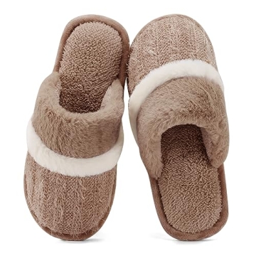 Cozy Slippers for Women Indoor and Outdoor Fuzzy House Shoes with Memory Foam Anti-Skid Sole Gifts f...