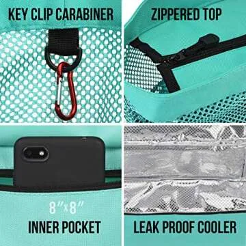 Tingueli Beach Tote Bag For Women with Soft Cooler and Top Zipper — Extra Large Beach Bag, Mesh Tote Bag or Pool Bag [Aquamarine]