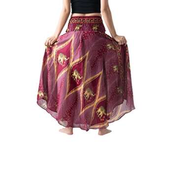 B BANGKOK PANTS Women's Hippie Long Skirt Elephant Print