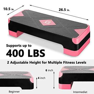 GYMMAGE Adjustable Aerobic Stepper for All Fitness Levels