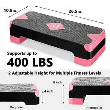 GYMMAGE Adjustable Aerobic Stepper for All Fitness Levels