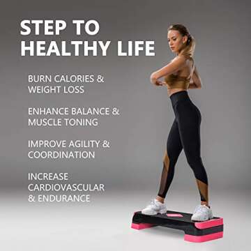 GYMMAGE Adjustable Aerobic Stepper for All Fitness Levels