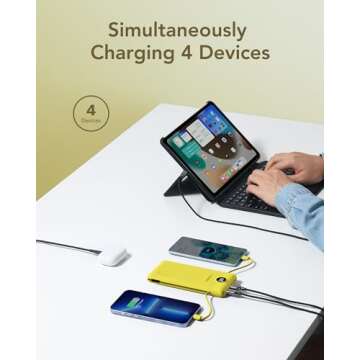 VEGER Portable Charger for iPhone with Built in Cables and Wall Plug, 10000mah Slim Fast Charging USB C Power Bank, Travel Essential Battery Pack Compatible with iPhone, iPad, Samsung etc(Yellow)