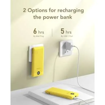 VEGER Portable Charger for iPhone with Built in Cables and Wall Plug, 10000mah Slim Fast Charging USB C Power Bank, Travel Essential Battery Pack Compatible with iPhone, iPad, Samsung etc(Yellow)