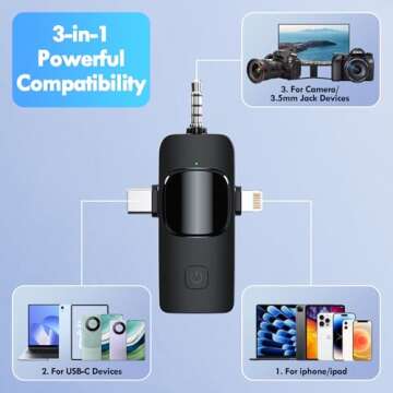 3 in 1 Wireless Lavalier Microphone for YouTube and TikTok