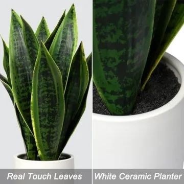 Briful 16" Fake Snake Plant for Low-Maintenance Indoor Decor