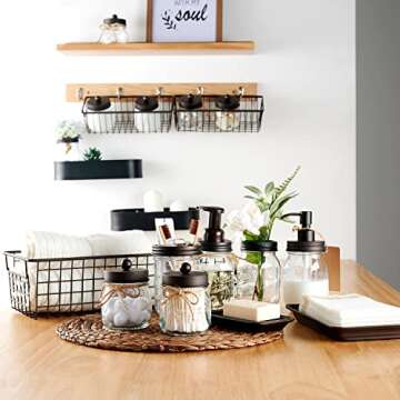 SheeChung 8PCS Bathroom Accessories Set Complete - Soap Dispenser, Mason Jar Toothbrush Holder, 2pcs...