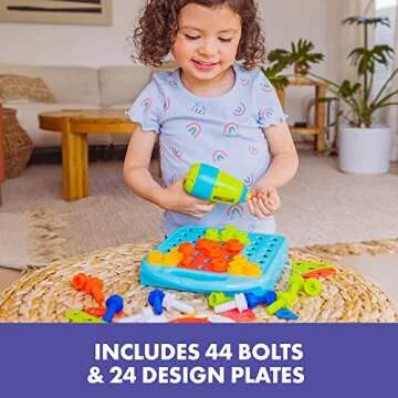 Educational Insights Design & Drill Shapes Workshop, 73 Pieces with Electric Toy Drill, STEM Toy, Gift for Kids Ages 3+