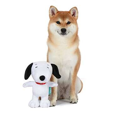 Peanuts for Pets Snoopy Classic Plush Big Head Squeaker Dog Toy | 9 Inch White Fabric Plush Dog Toy ...