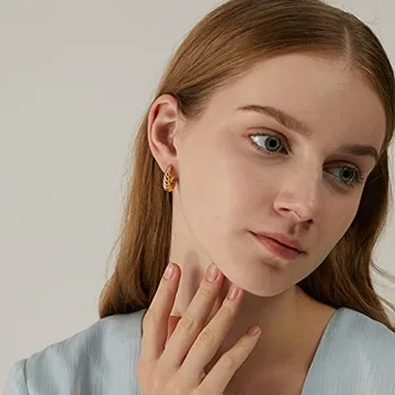 Chunky Gold Hoop Earrings Hypoallergenic for Women 18k