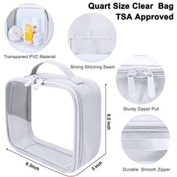 ANRUI Clear Makeup Bag, TSA Approved Clear Toiletry bag Waterproof Cosmetic Bag Case Travel Liquids ...