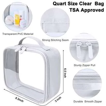 ANRUI Clear Makeup Bag, TSA Approved Clear Toiletry bag Waterproof Cosmetic Bag Case Travel Liquids ...
