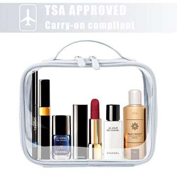 ANRUI Clear Makeup Bag, TSA Approved Clear Toiletry bag Waterproof Cosmetic Bag Case Travel Liquids Organizer Carry On Luggage for Women Men Grey 3 Pack (Same Size)