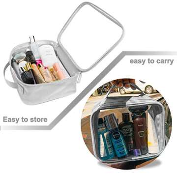 ANRUI Clear Makeup Bag, TSA Approved Clear Toiletry bag Waterproof Cosmetic Bag Case Travel Liquids Organizer Carry On Luggage for Women Men Grey 3 Pack (Same Size)