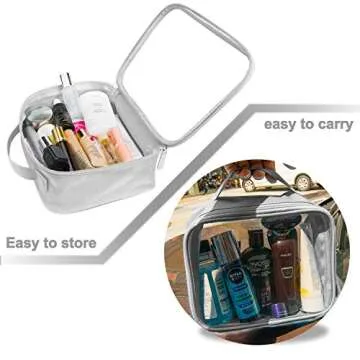 ANRUI Clear Makeup Bag, TSA Approved Clear Toiletry bag Waterproof Cosmetic Bag Case Travel Liquids Organizer Carry On Luggage for Women Men Grey 3 Pack (Same Size)