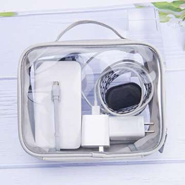 ANRUI Clear Makeup Bag, TSA Approved Clear Toiletry bag Waterproof Cosmetic Bag Case Travel Liquids Organizer Carry On Luggage for Women Men Grey 3 Pack (Same Size)