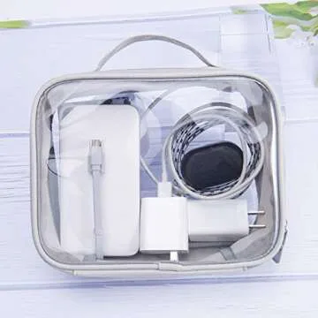 ANRUI Clear Makeup Bag, TSA Approved Clear Toiletry bag Waterproof Cosmetic Bag Case Travel Liquids Organizer Carry On Luggage for Women Men Grey 3 Pack (Same Size)