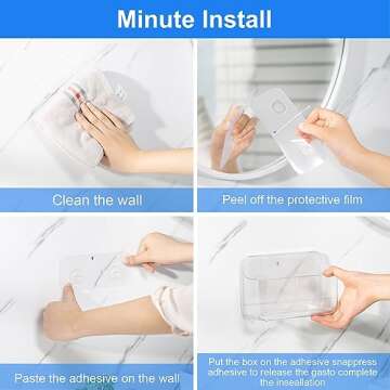 Diesisa 3pc Acrylic Wall Mount Organizer, Adhesive Clear Shower Caddies,Acrylic Soap Basket for wall,No Drilling Hang Walls,with Self Adhesive Tape, for Bathroom, Kitchen, Living Room
