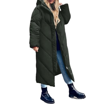 Gihuo Women Long Puffer Coat Hooded Winter Warm Length Quilted Coat Maxi Oversized Padded Jackets Do...