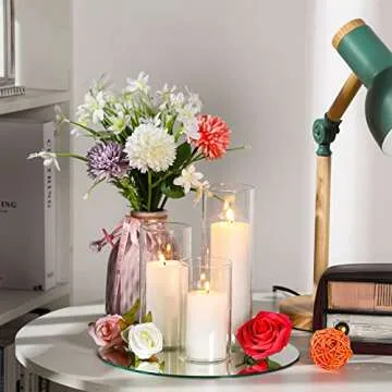 Shihanee Elegant Candle Holder and Pillar Candle Set for Romantic Occasions