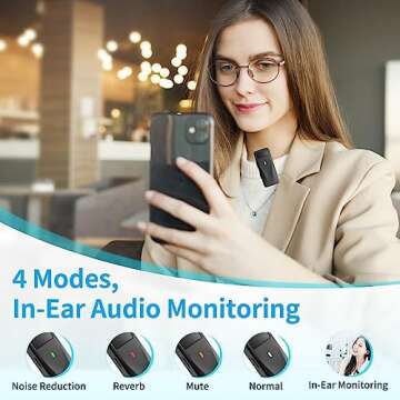 PILSAMAS Mini Wireless Lapel Lavalier Microphone for Android, iPhone 15 16 Pro Max - 2 Pack, 32H Battery, Noise Canceling - USB C Microphone, Clip On iPhone Microphone for Video Recording, Streaming