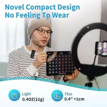 PILSAMAS Mini Wireless Lapel Lavalier Microphone for Android, iPhone 15 16 Pro Max - 2 Pack, 32H Battery, Noise Canceling - USB C Microphone, Clip On iPhone Microphone for Video Recording, Streaming