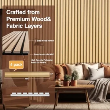 Yuzzy Teak Wood Acoustic Wall Panels - 9 Feet