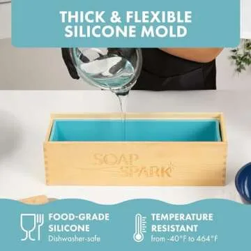 Extra Large Soap Making Kit for Adults — 7.3lbs (117 oz) — Silicone Soap Molds for Soap Making, Wooden Rectangle Soap Mold, Thick Glass Lid & Stainless Steel Cutters - Soap Loaf Mold Making Supplies