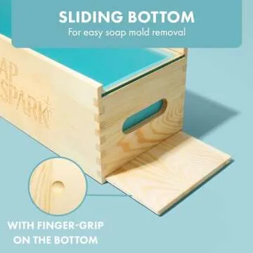 Extra Large Soap Making Kit for Adults — 7.3lbs (117 oz) — Silicone Soap Molds for Soap Making, Wooden Rectangle Soap Mold, Thick Glass Lid & Stainless Steel Cutters - Soap Loaf Mold Making Supplies