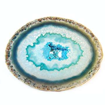 JIC Gem 4-5" Extra Mixed Dyed Color Agate Coasters Polished Natural Geode Coasters Sliced with Free Rubber Bumper Set of 4 Home Decoration