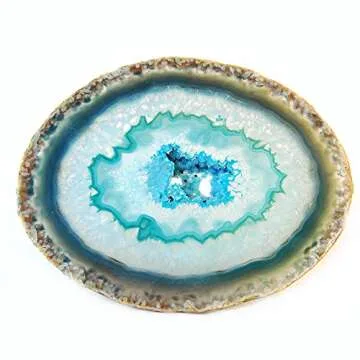 JIC Gem 4-5" Extra Mixed Dyed Color Agate Coasters Polished Natural Geode Coasters Sliced with Free Rubber Bumper Set of 4 Home Decoration