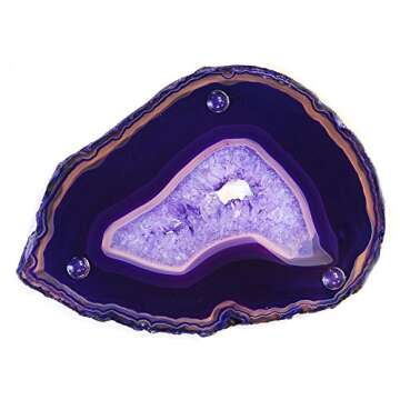 JIC Gem 4-5" Extra Mixed Dyed Color Agate Coasters Polished Natural Geode Coasters Sliced with Free Rubber Bumper Set of 4 Home Decoration