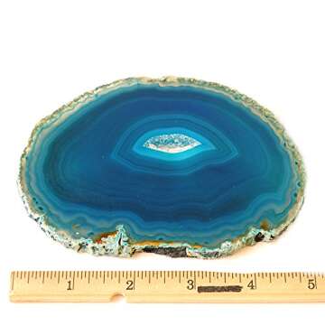 JIC Gem 4-5" Extra Mixed Dyed Color Agate Coasters Polished Natural Geode Coasters Sliced with Free Rubber Bumper Set of 4 Home Decoration