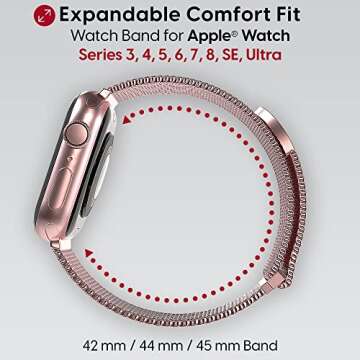TalKWorks Expandable Watch Band Compatible with Apple Watch Series - 42mm / 44mm / 45mm - Magnetic C...