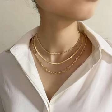 Set of 3 Gold Plated Chunky Copper Chain Choker Necklaces for Women, Versatile Layering Styles, Dain...