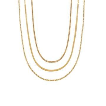 Set of 3 Gold Plated Chunky Chain Necklaces for Women